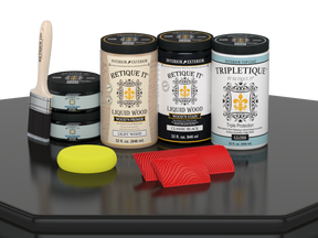 Glossy black large Wood'n Finish Kit by Retique It® for interior wood projects, featuring multi-purpose Top Coat in the Wood'n Kit collection.