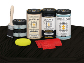 Retique It® full kitchen countertop kit with classic black stain, showing a matte finish on a modern kitchen countertop surface.