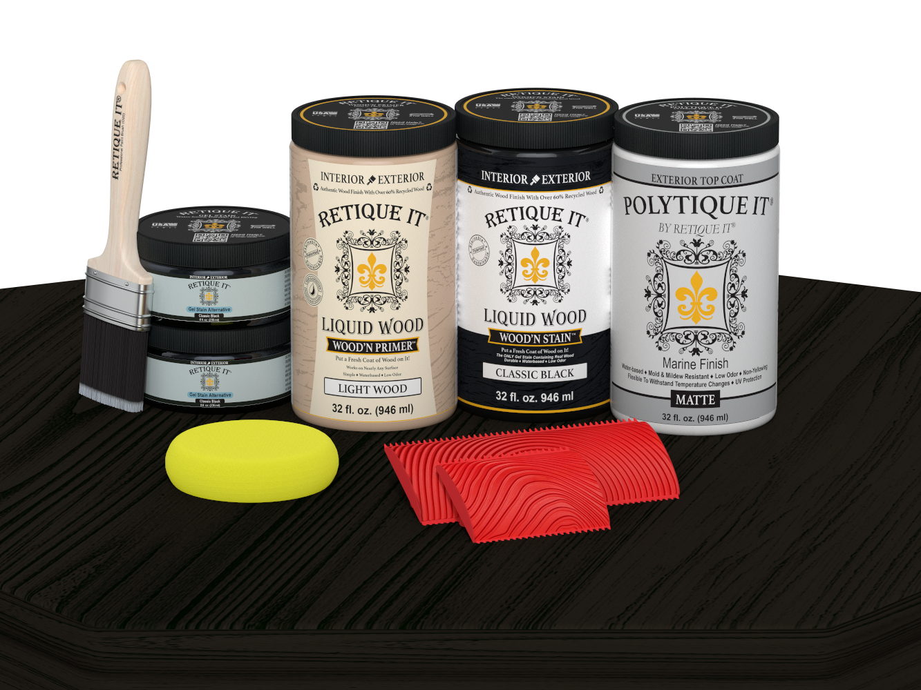 Wood'n Finish Front Door Kit (Double) - Classic Black — Matte kit contents