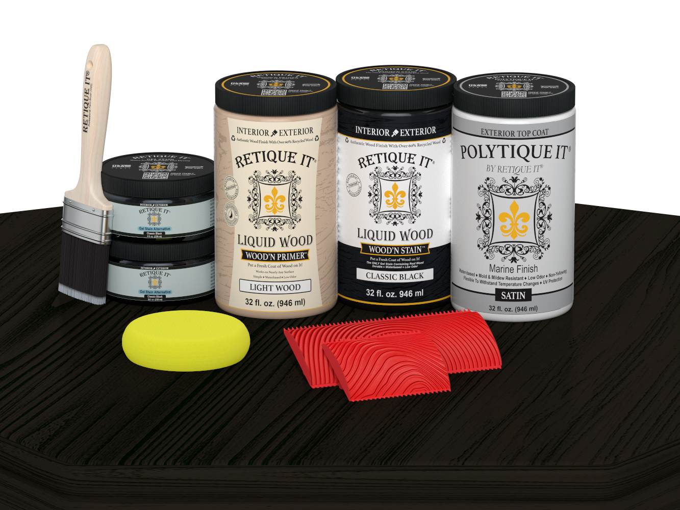 Wood'n Finish Front Door Kit (Double) - Classic Black — Satin kit contents