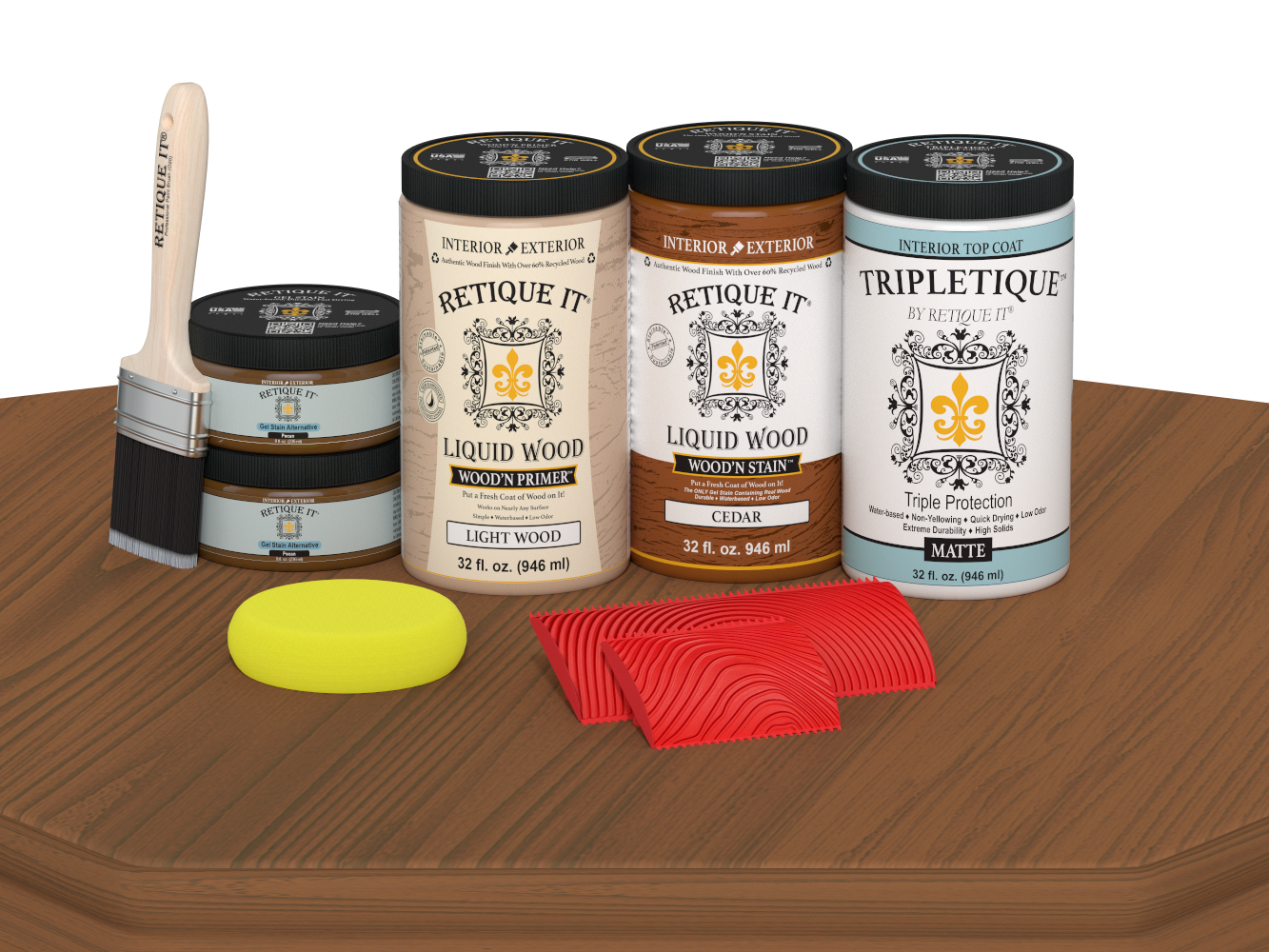 Retique It® Cedar countertop kit with matte stain applied to a full kitchen surface, showcasing natural wood grain and finish.