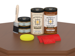 Large Cedar Wood'n Finish Kit by Retique It® with wood samples and application tools for multi-purpose wood finishing projects.