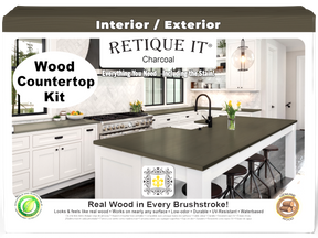 Retique It® charcoal countertop kit for full kitchen, showing stained, polished countertop surface with a modern finish.