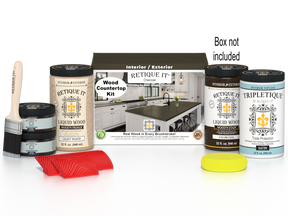 Retique It® charcoal countertop kit with stains, includes tools and materials for full kitchen countertop restoration.