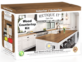 Retique It® dark oak countertop kit for full kitchen renovation, featuring stain application on a durable surface.