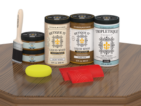 Large Dark Oak Wood'n Finish Kit by Retique It® with interior top coat and gloss finish for wood surfaces.