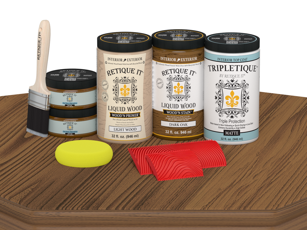 Retique It® dark oak countertop kit with stain, featuring a matte finish, designed for full kitchen countertop renovation.