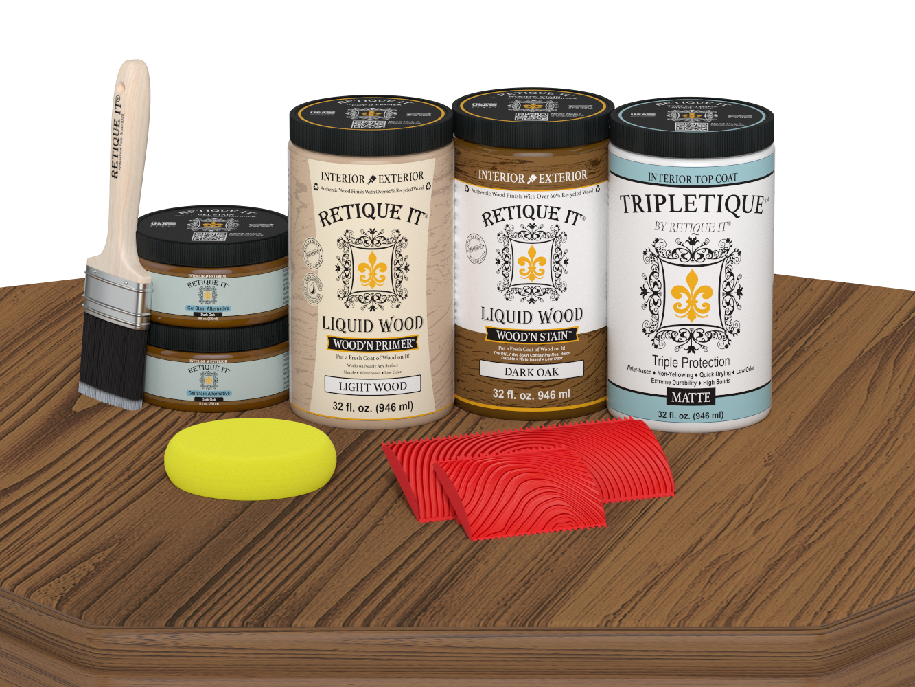 Retique It® dark oak countertop kit with stain, featuring a matte finish, designed for full kitchen countertop renovation.