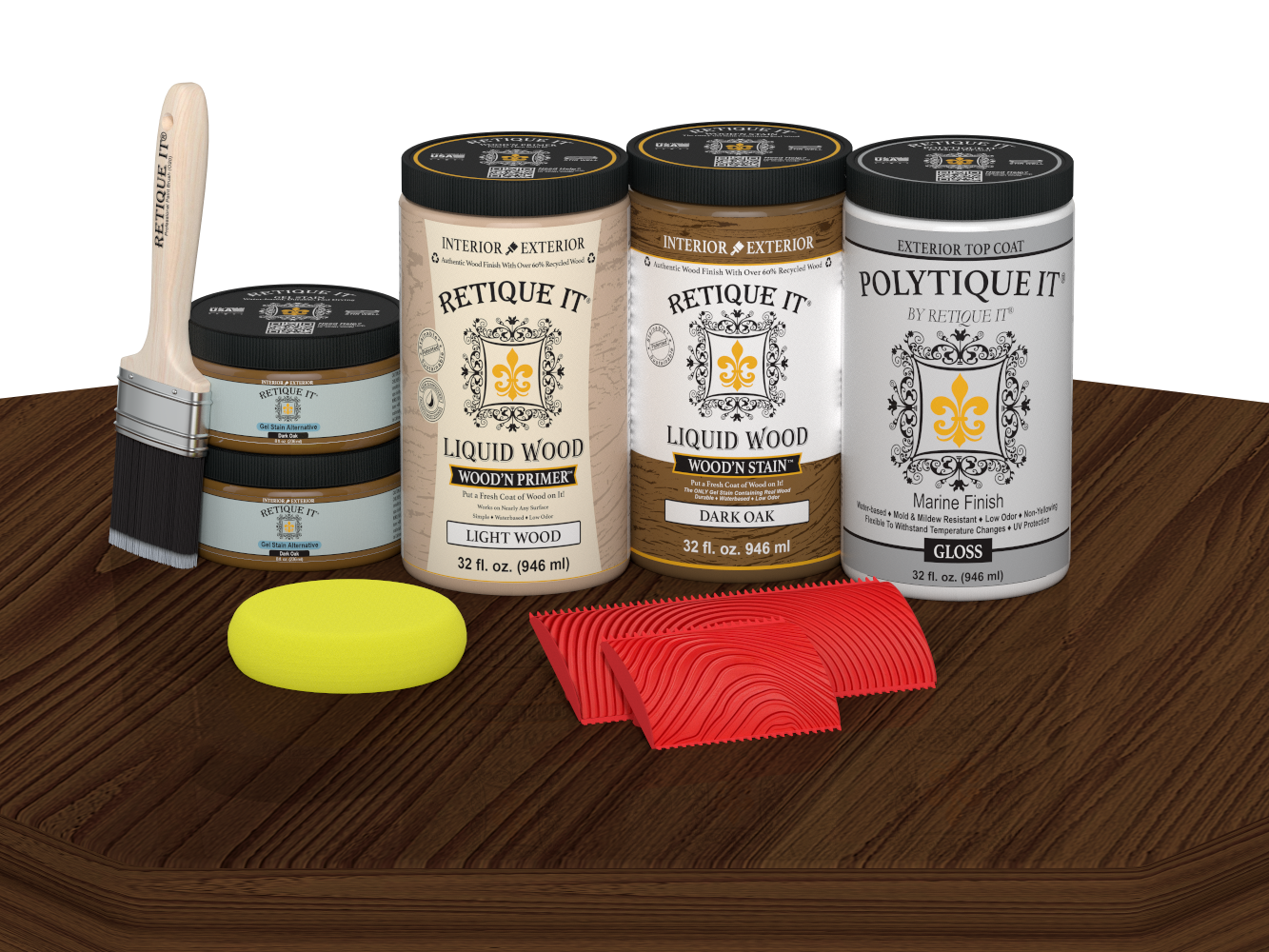 Wood'n Finish Front Door Kit (Double) - Dark Oak — Gloss kit contents