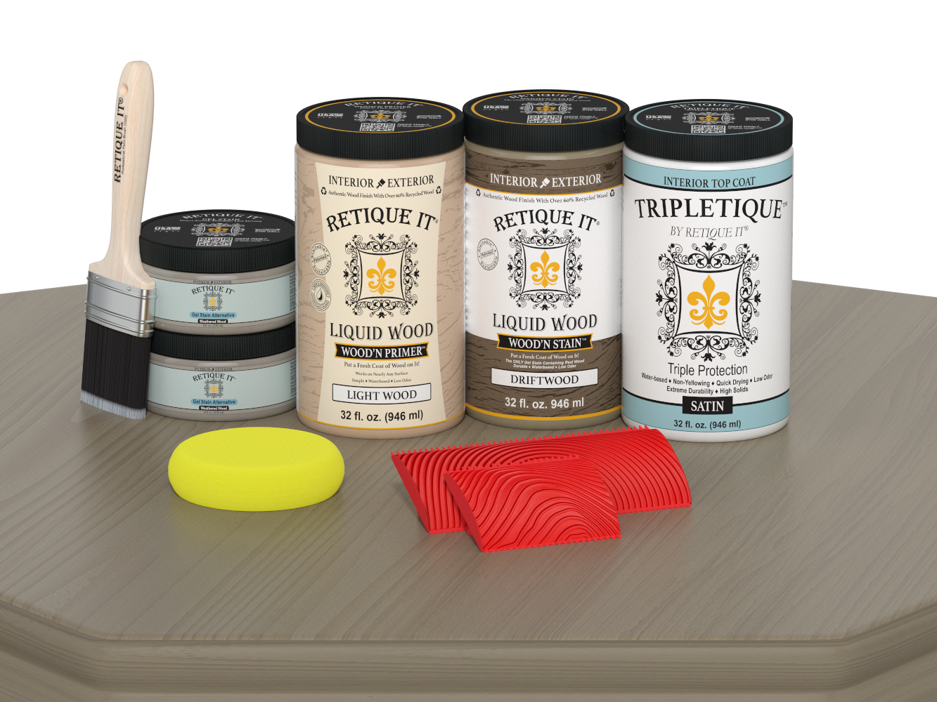 Large Drift Wood Multi-purpose Wood'n Kit by Retique It® with satin finish, designed for interior wood projects and top coating.