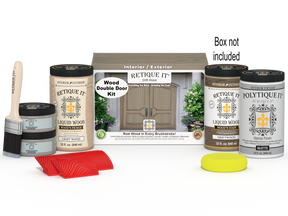 Wood'n Finish Front Door Kit (Double) - Drift Wood — Matte kit contents with door box