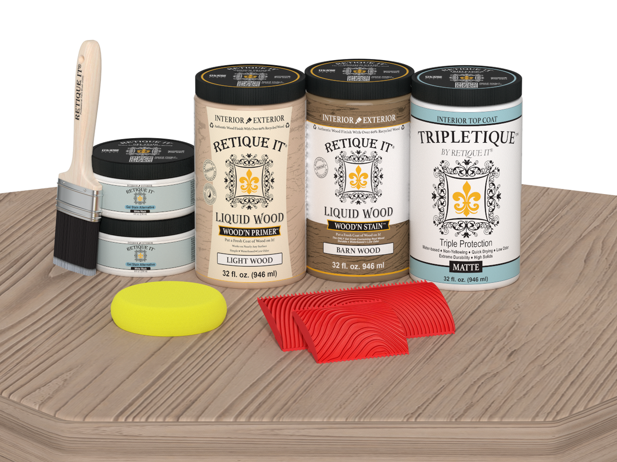 Large French Oak Wood'n Finish Kit by Retique It® for interior top coat, featuring matte finish on a wood surface.