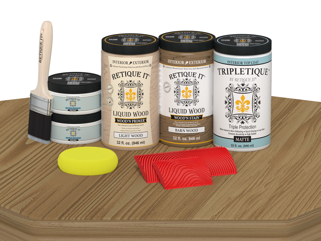 Large French Oak Wood'n Finish Kit by Retique It® with matte top coat, designed for interior wood projects.