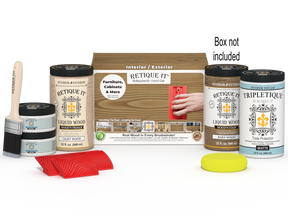 Large French Oak Wood'n Kit interior top coat by Retique It® with wood finish and application tools in the box.