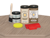 Retique It® Wood'n Cabinet Kit with French Oak stain, showing 12 grained cabinet doors on a wooden table.