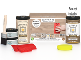 Large Wood'n Kit French oak by Retique It® with wood finish bottles and applicator tools in a box, designed for furniture refinishing.