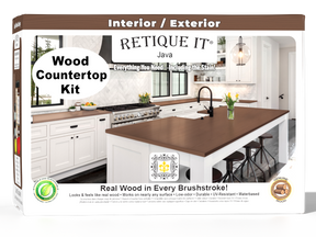 Retique It® Java countertop kit for full kitchen staining, featuring a box with stain bottles and application tools.