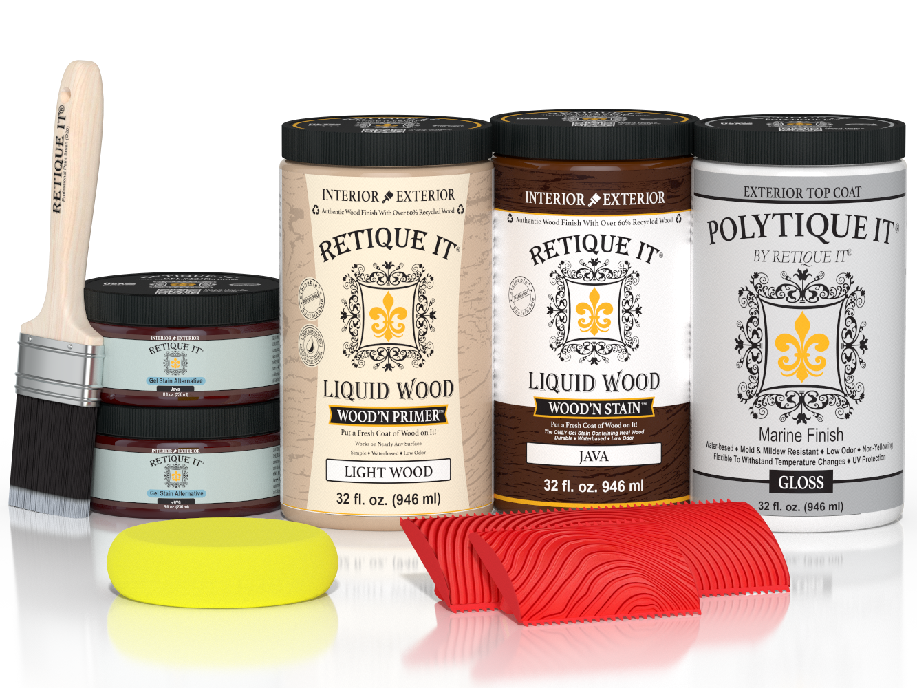 Large Java Wood'n Kit exterior top coat from Retique It® Wood'n Finish Kits, featuring a glossy wood protection and finish.