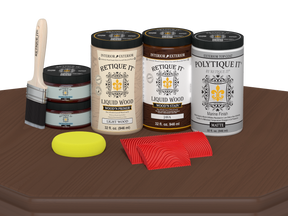 Large Java Wood'n Finish Kit by Retique It® with exterior top coat for wood furniture, includes matte wood finish product.