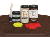 Retique It® Wood'n Finish Front Door Kit (Double) in Java stain displayed on table, showcasing wood stain and finish options