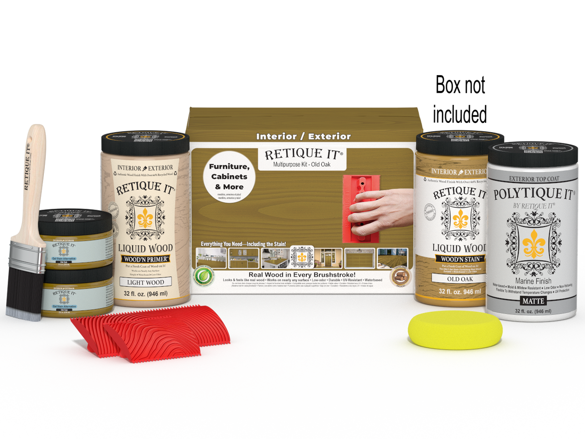 Large Wood'n Kit by Retique It® in Old Oak finish, featuring exterior top coat for multi-purpose wood finishing.