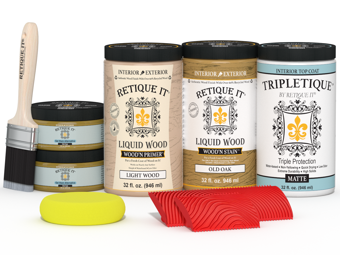 Retique It® Old Oak countertop kit stain for full kitchen renovation, featuring matte finish and natural wood appearance.