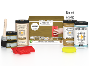 Large Old Oak Wood'n Finish Kit by Retique It® for interior top coat application, includes wood finish tools and supplies.