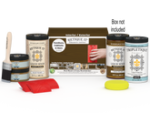 Large Dark Pecan Wood'n Kit Interior Top Coat by Retique It® in a box, includes wood finish supplies and tools for wood projects.