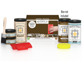 Large Dark Pecan Wood'n Kit by Retique It® for interior finishing, includes top coat for multi-purpose wood projects.