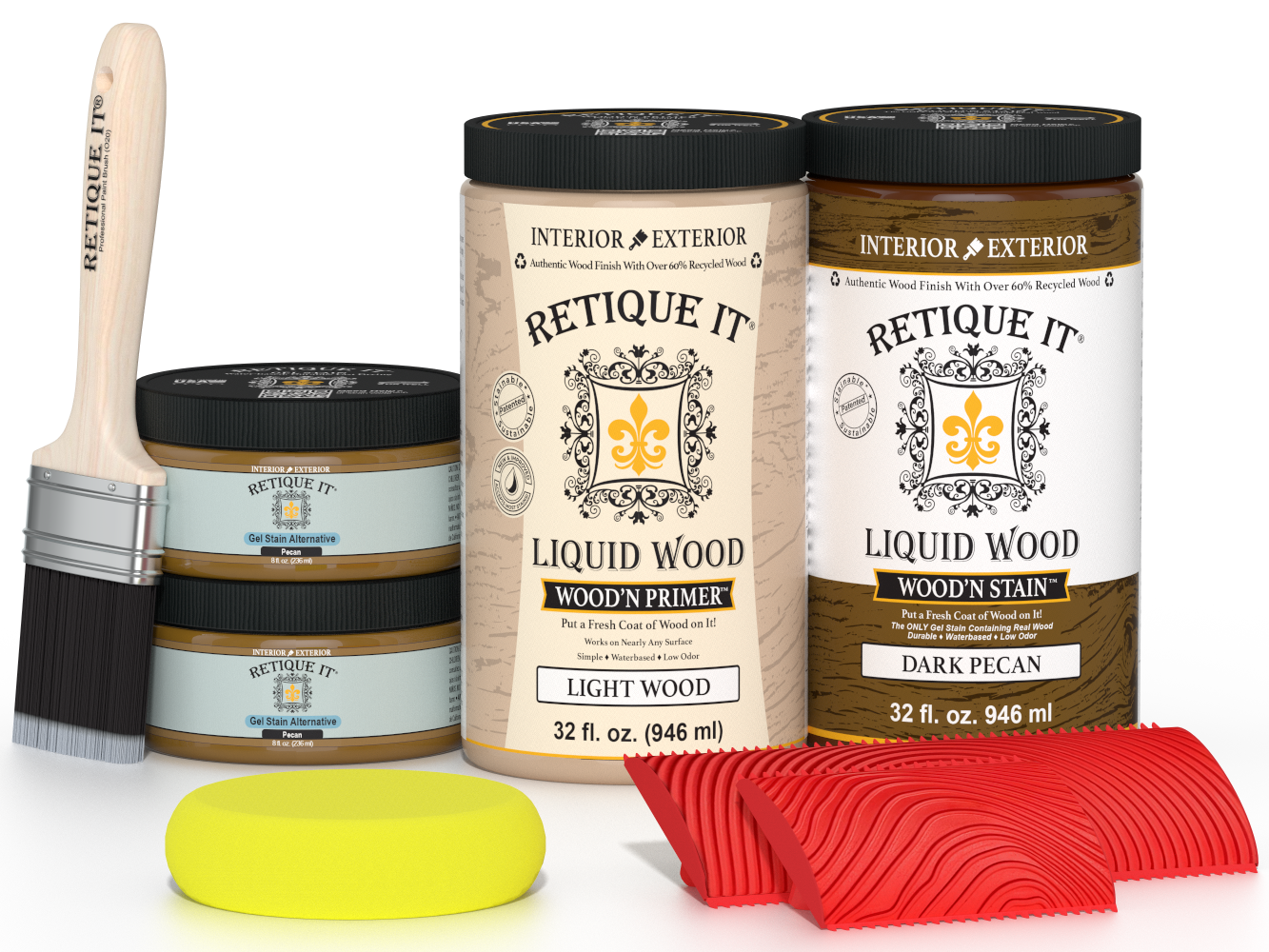 Large Dark Pecan Wood'n Finish Kit by Retique It® for multi-purpose wood finishing and refinishing projects.