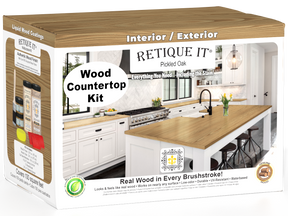 Retique It® Pickled Oak countertop stain kit for full kitchen countertops, showcasing a natural wood finish.