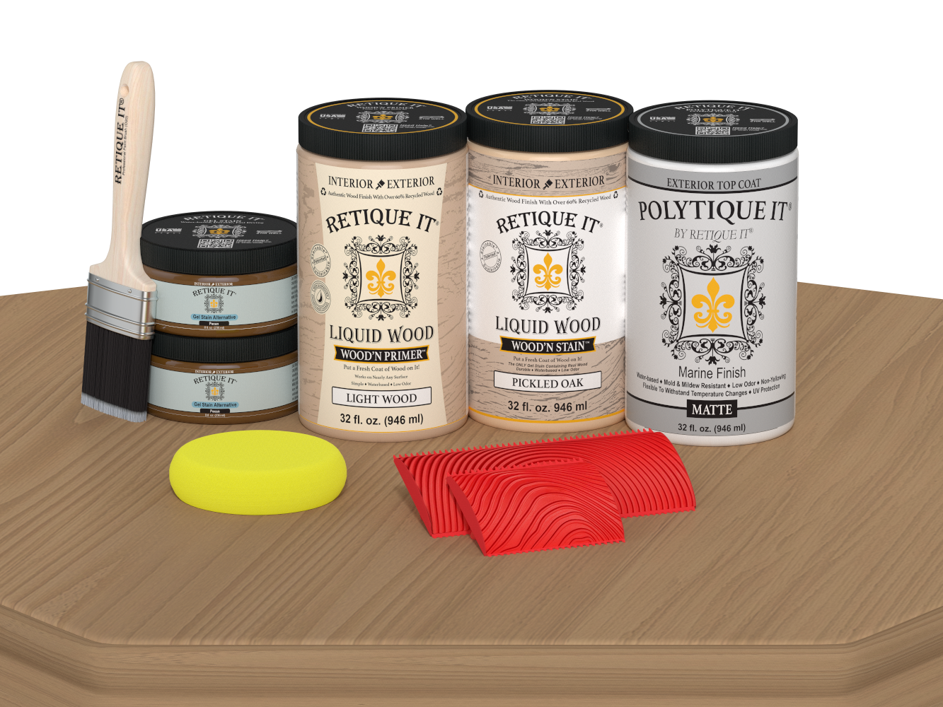 Wood'n Finish Front Door Kit (Double) - Pickled Oak — Matte kit contents