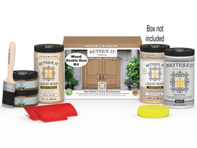 Wood'n Finish Front Door Kit (Double) - Pickled Oak — Matte kit contents with door box