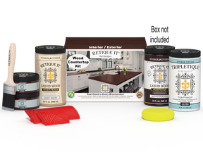 Retique It® red mahogany countertop kit with stain, featuring a full kitchen countertop appearance and natural wood grain detail.