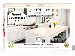 Retique It® Sun Bleached Wood'n Finish Kits countertop kit with wooden boxes and tools for full kitchen countertop renovation.