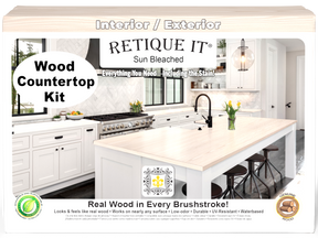 Retique It® Wood'n Finish Kit for full kitchen countertops in sun-bleached wood, showing the front view of the kit.
