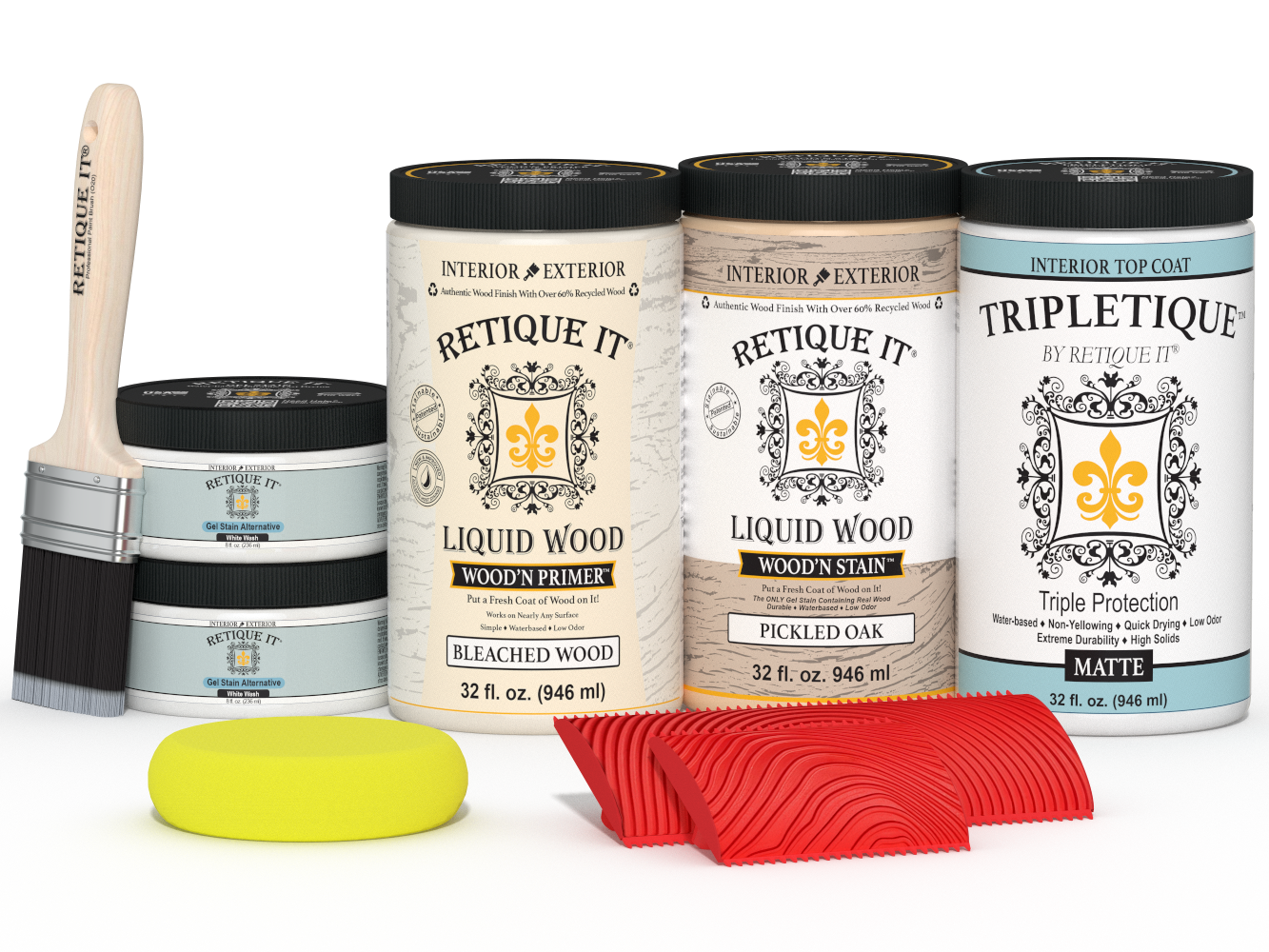 Sun bleached wood countertop kit by Retique It® Wood'n Finish Kits, featuring matte finish and full kitchen application.