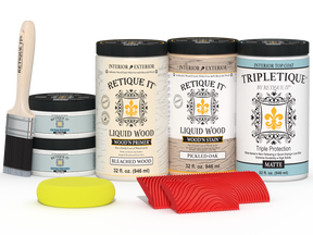 Sun bleached wood countertop kit by Retique It® Wood'n Finish Kits, featuring matte finish and full kitchen application.
