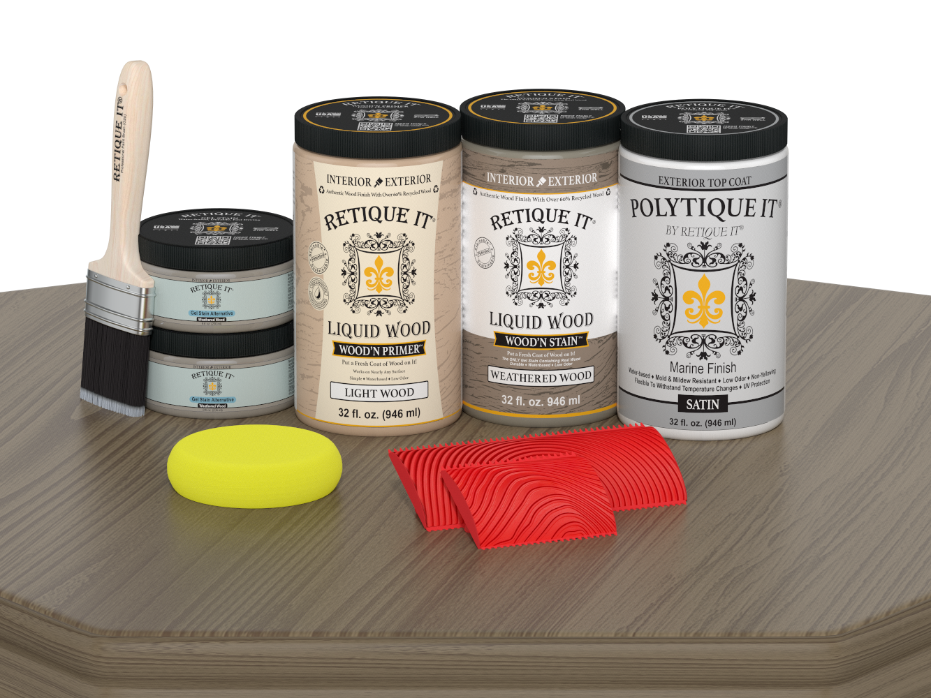 Large Weathered Wood Wood'n Kit by Retique It® with satin finish, includes exterior top coat for multi-purpose wood projects.