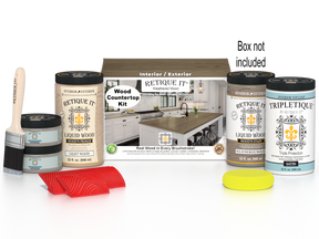 Retique It® Weathered Wood countertop kit stain set with box, designed for full kitchen countertops, featuring weathered wood finish.