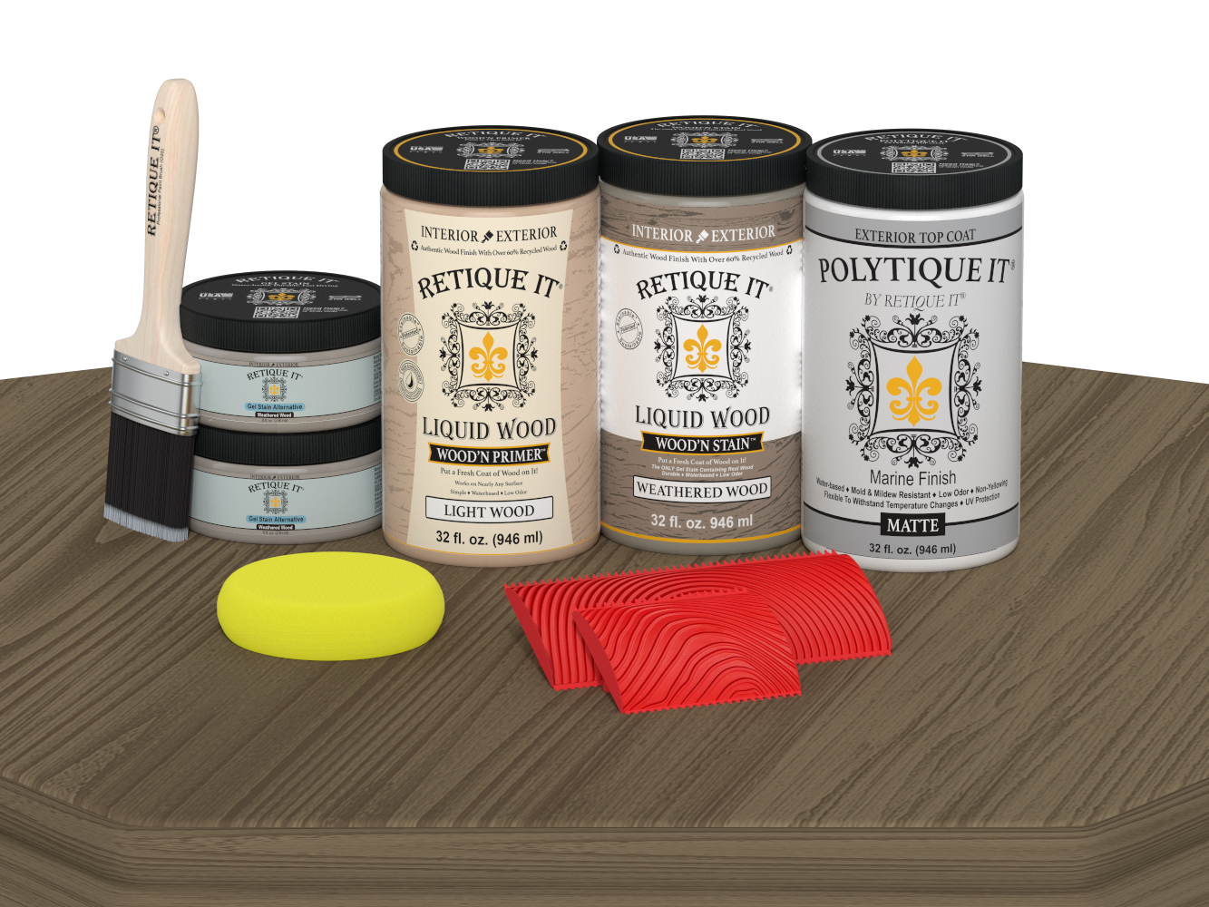 Wood'n Finish Front Door Kit (Double) - Weathered Wood — Matte kit contents