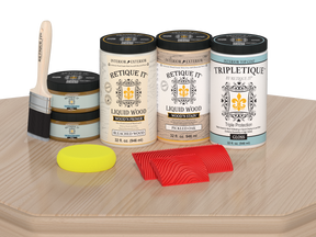 Large White Oak Wood'n Kit interior top coat from Retique It® for wood finishing, shown on a table with a glossy finish.