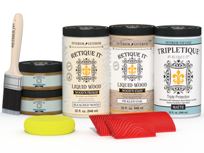 Large White Oak Wood'n Finish Kit by Retique It® for interior top coats, includes multi-purpose wood finishing tools and materials.