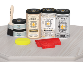 Retique It® Wood'n Finish Double Front Door Kit in White Wash stain, featuring matte finish and natural wood grain details.