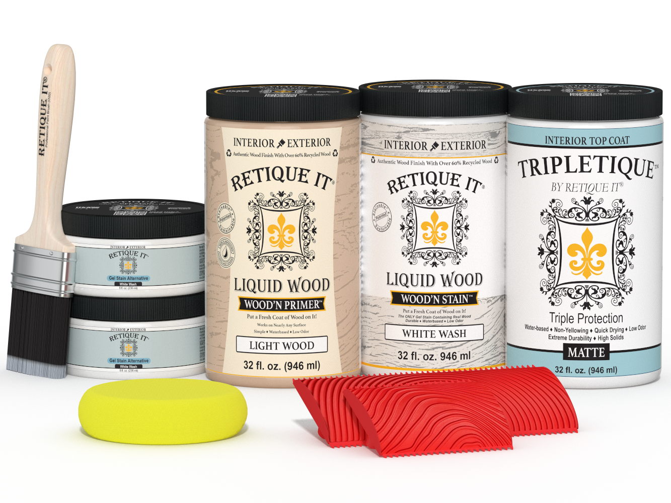 Retique It® white wash countertop kit for full kitchen with stain finish, featuring a matte white wash surface.