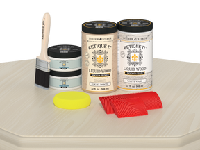 Large White Wash Wood'n Finish Kit by Retique It® for wood furniture and decor, includes brushes and finishing tools.