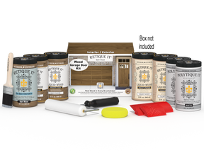 Wood'n Door Kit (Front & Garage Door) - Barn Wood — Matte kit contents with door box