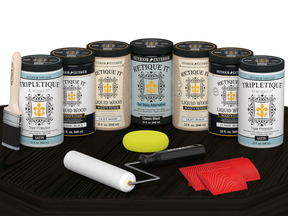 Retique It Wood'n Cabinet Kit with 24 grained black stained cabinet doors in satin finish, designed for classic kitchen updates.