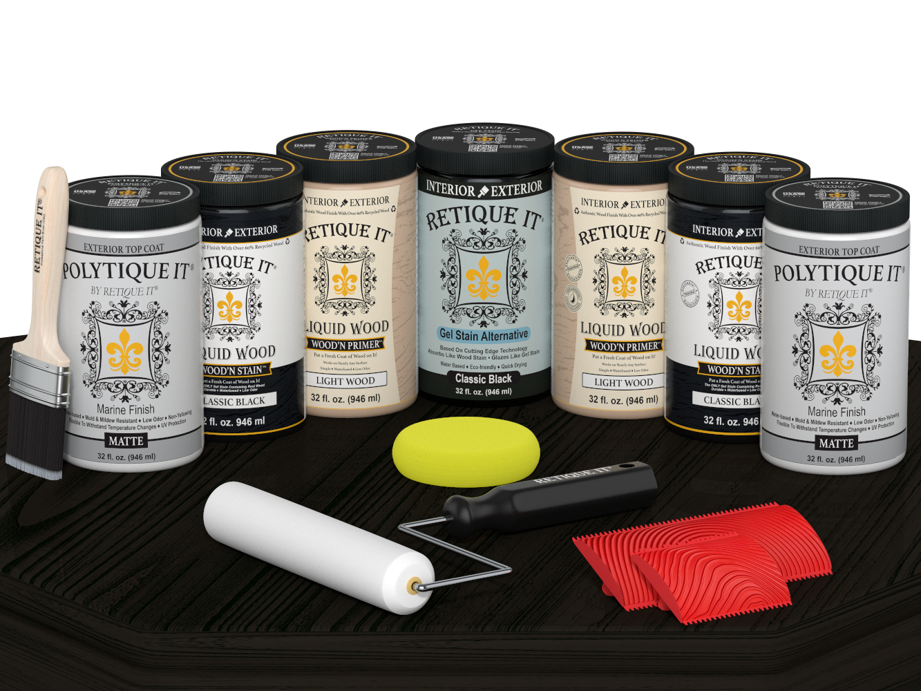 Wood'n Door Kit (Front & Garage Door) - Classic Black — Matte kit contents