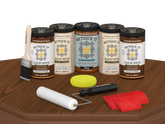 Retique It® Wood'n Cabinet Kit with vintage cherry stain, 24 grained cabinet doors, showcasing wood grain details on a table.